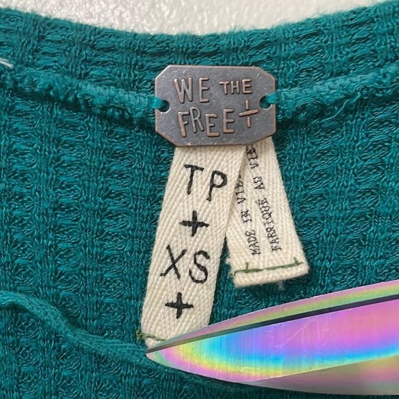 FREE people long sleeve tunic XS thumbholes waffle knit - Picture 2 of 4